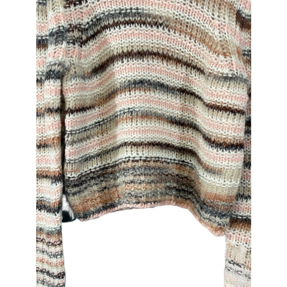 A.L.C. Selina Striped Knitted Wool Turtleneck Sweater Size L Pink Multi - Picture 4 of 10
